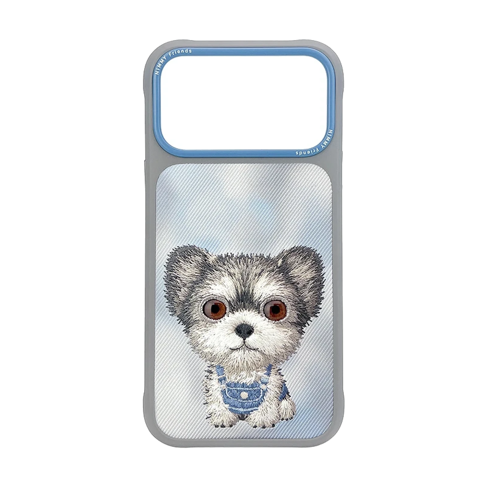 Funda Nimmy Friends Big Eyes 2.0 Series bordada para IPHONE 17 Pro / 18 Pro Perro Gris