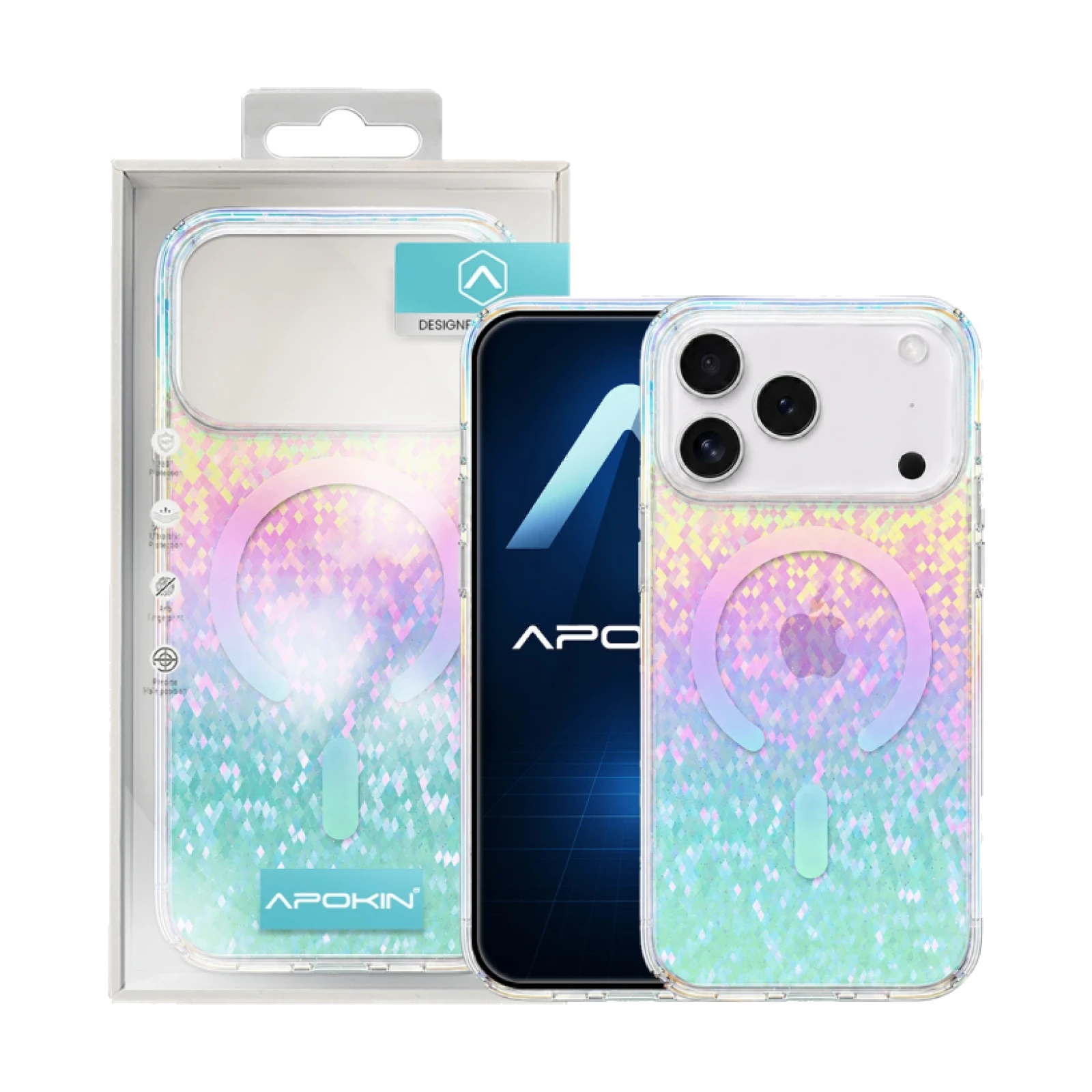 Funda con Magsafe Holográfica Efecto Diamante para Iphone 17 Pro Max / 18 Pro Max