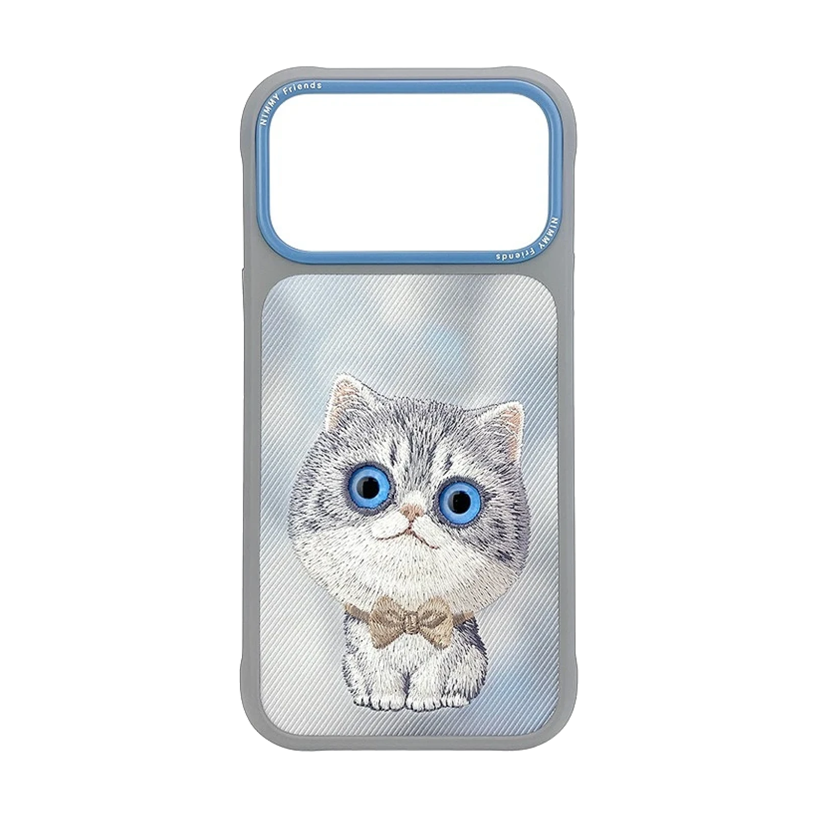 Funda Nimmy Friends Big Eyes 2.0 Series bordada para IPHONE 17 Pro / 18 Pro Gato Gris