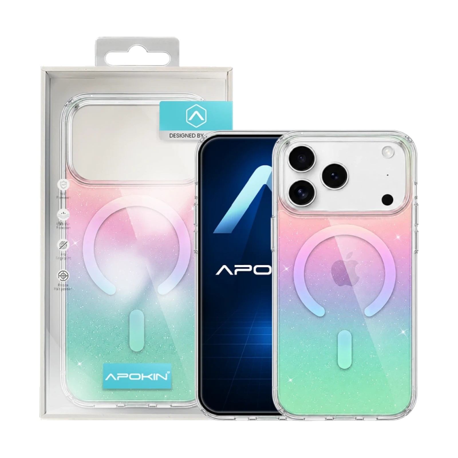 Funda con Magsafe Degradada con Brillo Multicolor para Iphone 17
