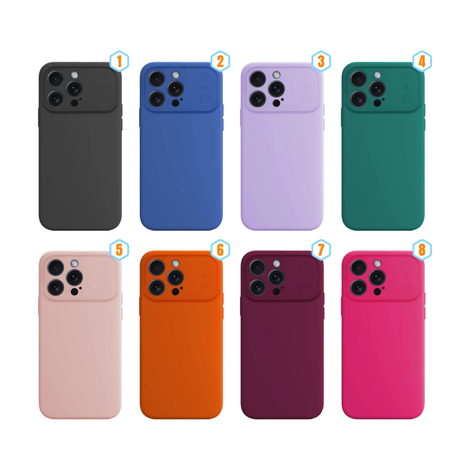 Funda de Silicona con Protección Integral de Cámara para iPhone 15 Pro