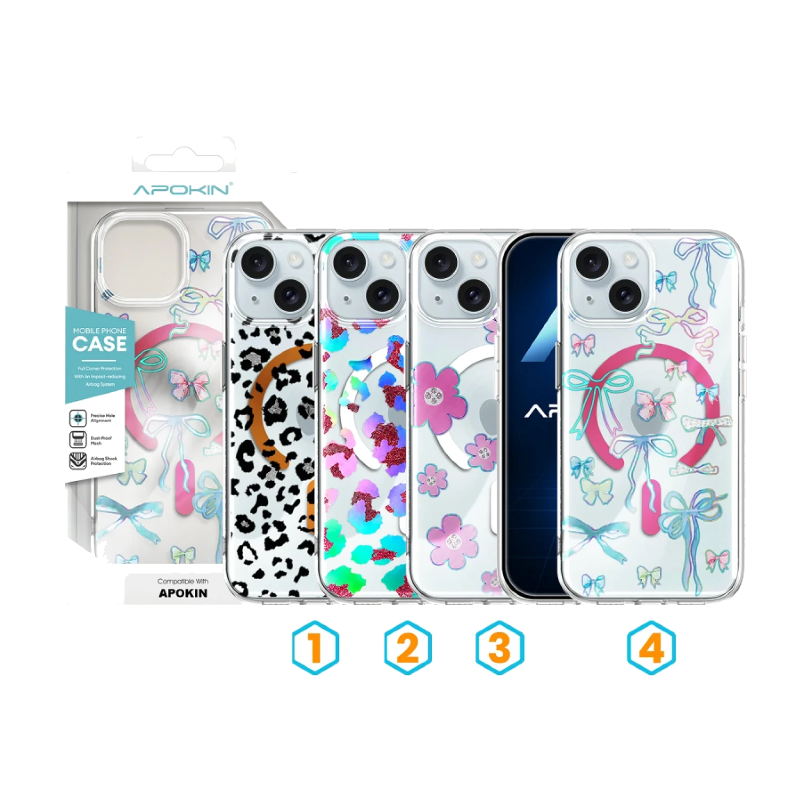 Funda Silicona Dibujos con Magsafe y Dibujo iPhone 15 - 4 Diseños Ref:98551
