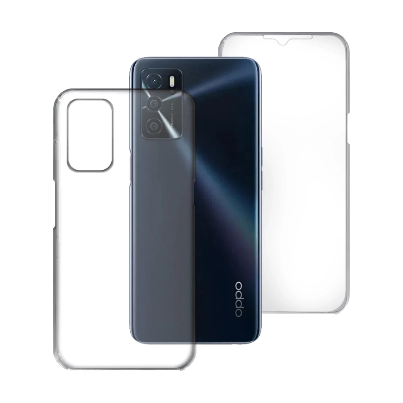 Funda Doble Oppo A16 / A16S / A55 5G / A54 4G / A54s Silicona Transparente Delantera y Trasera