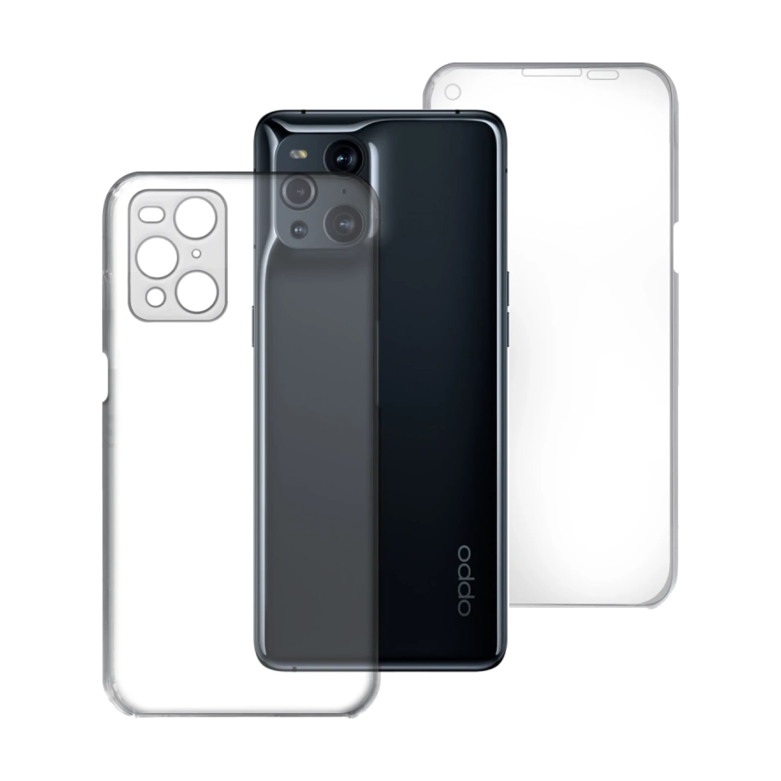 Funda Doble Oppo Find X3 Silicona Transparente Delantera y Trasera