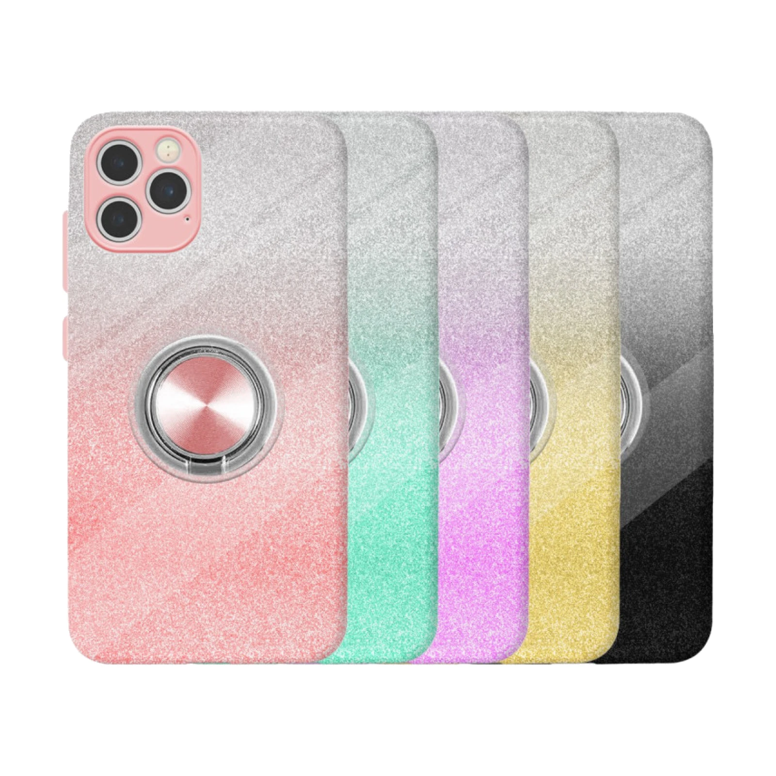 Funda Silicona Brillante iPhone 12/12 Pro con Imán y Soporte de Anilla 360