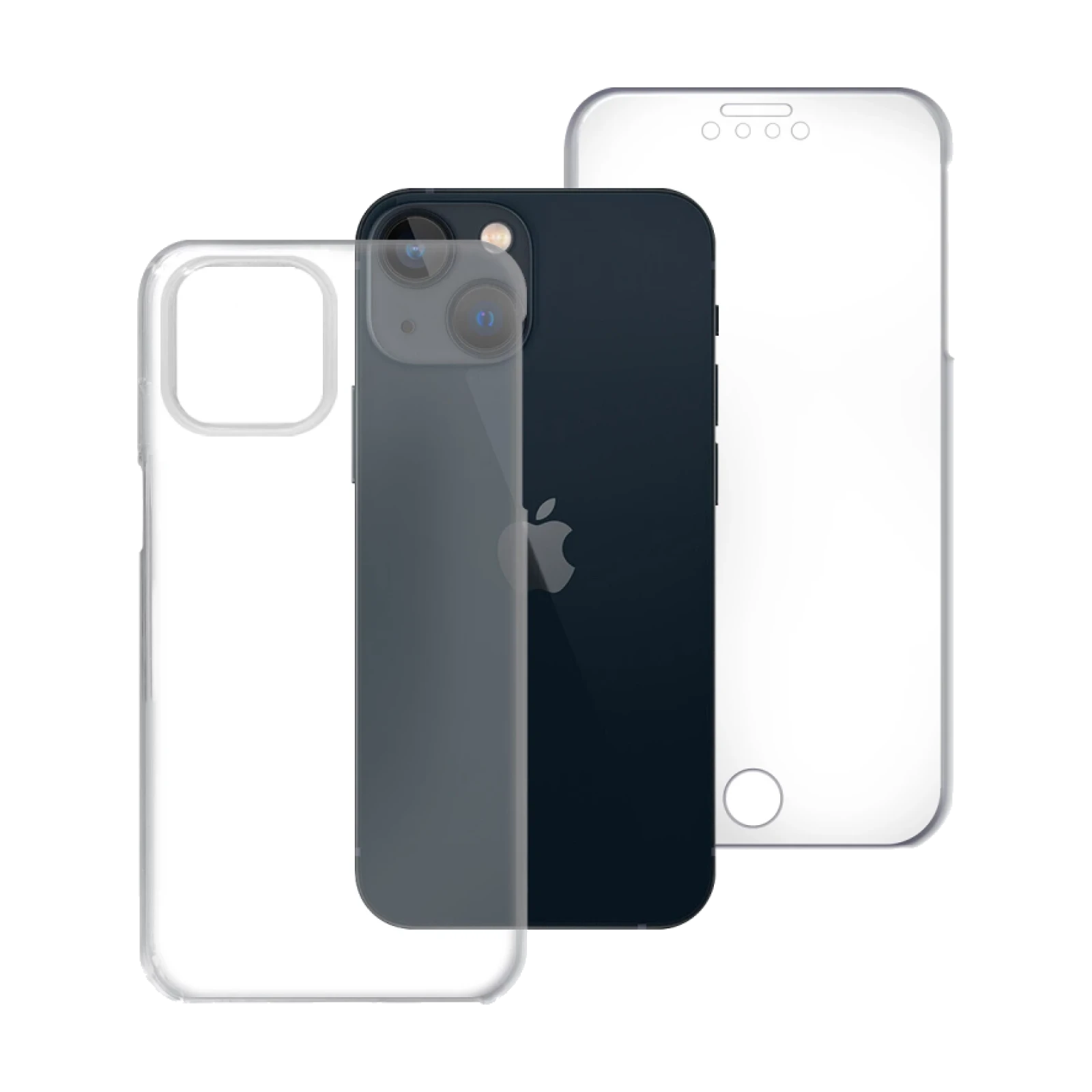Funda Doble iPhone 13 Mini 5.4 Silicona Transparente Delantera y Trasera