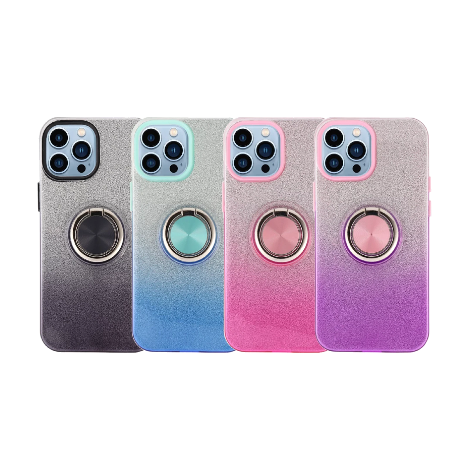Funda Silicona Brillante iPhone 13 Pro Max con Imán y Soporte de Anilla 360