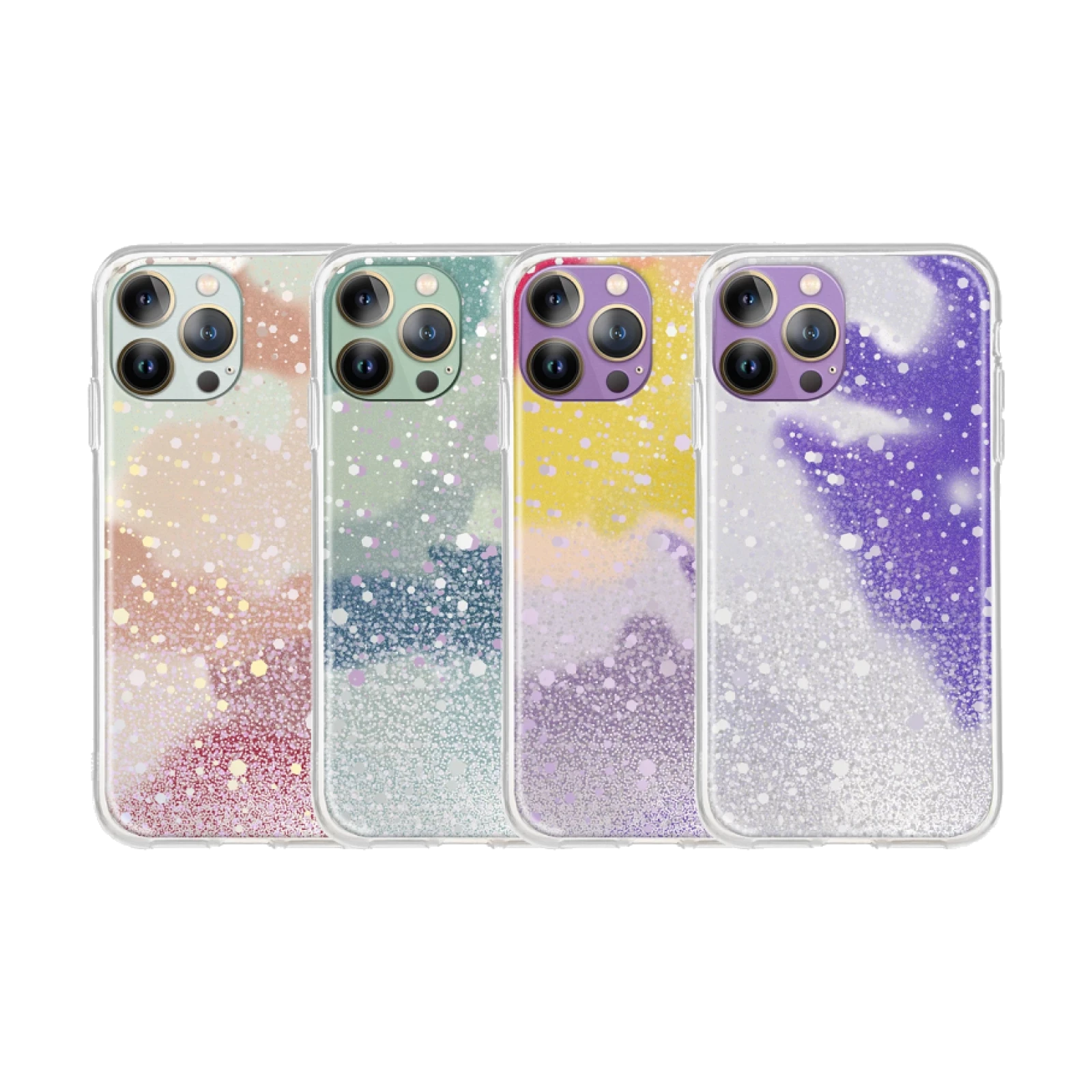 Funda Gel Transparente Purpurina Protección Cámara 3D iPhone 13 Pro