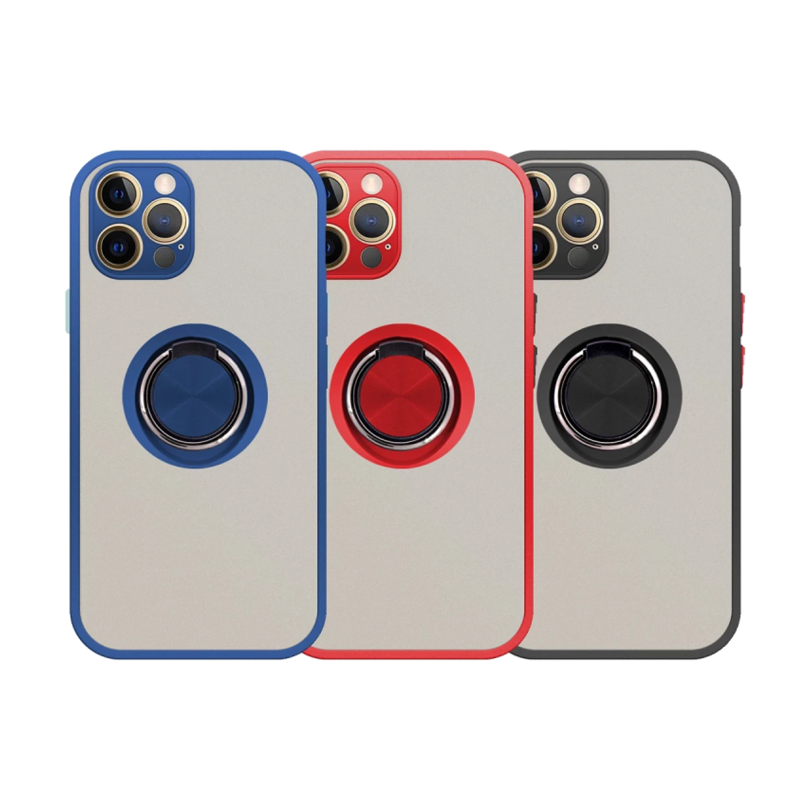 Funda Gel iPhone 12 6.1" Cámara 3D Iman con soporte Smoked