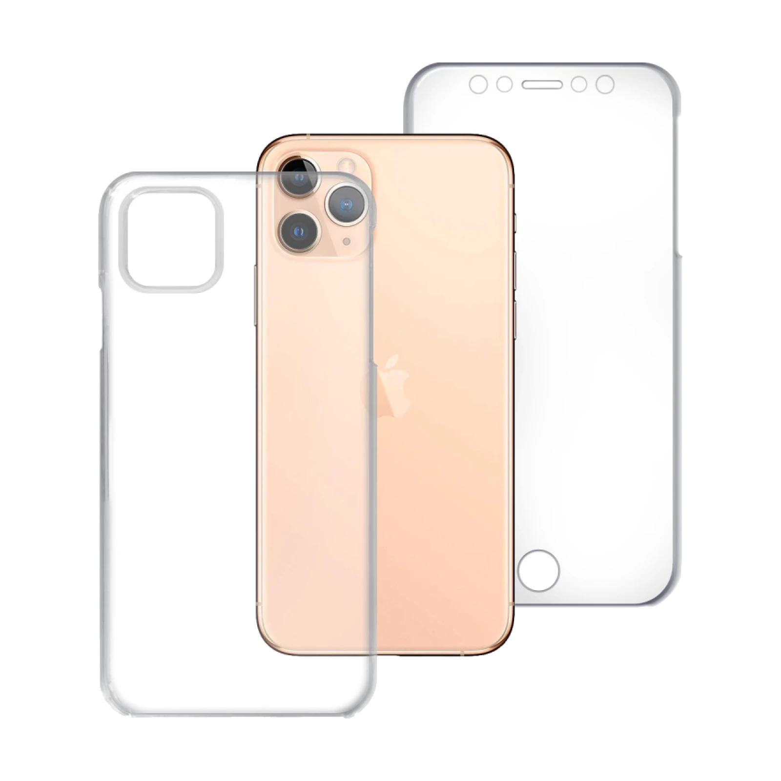 Funda Doble iPhone 11 PRO 5.8 Silicona Transparente Delantera y Trasera