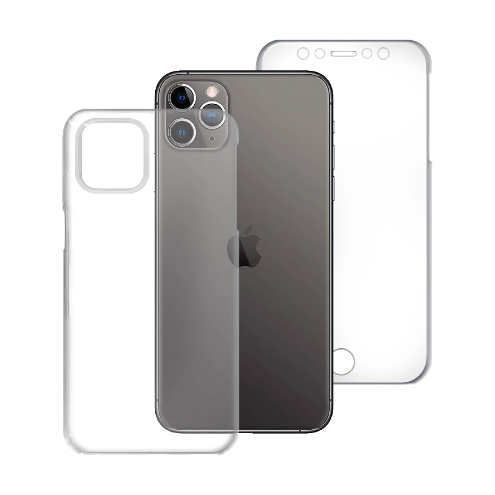 Funda Doble iPhone 11 PRO Max 6.5 Silicona Transparente Delantera y Trasera