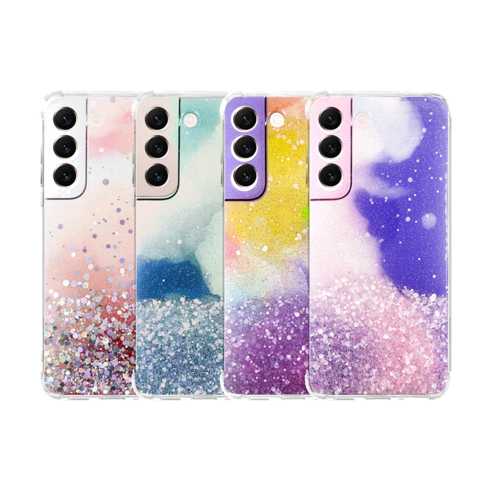 Funda Gel Purpurina Protección Cámara 3D Samsung Galaxy S22