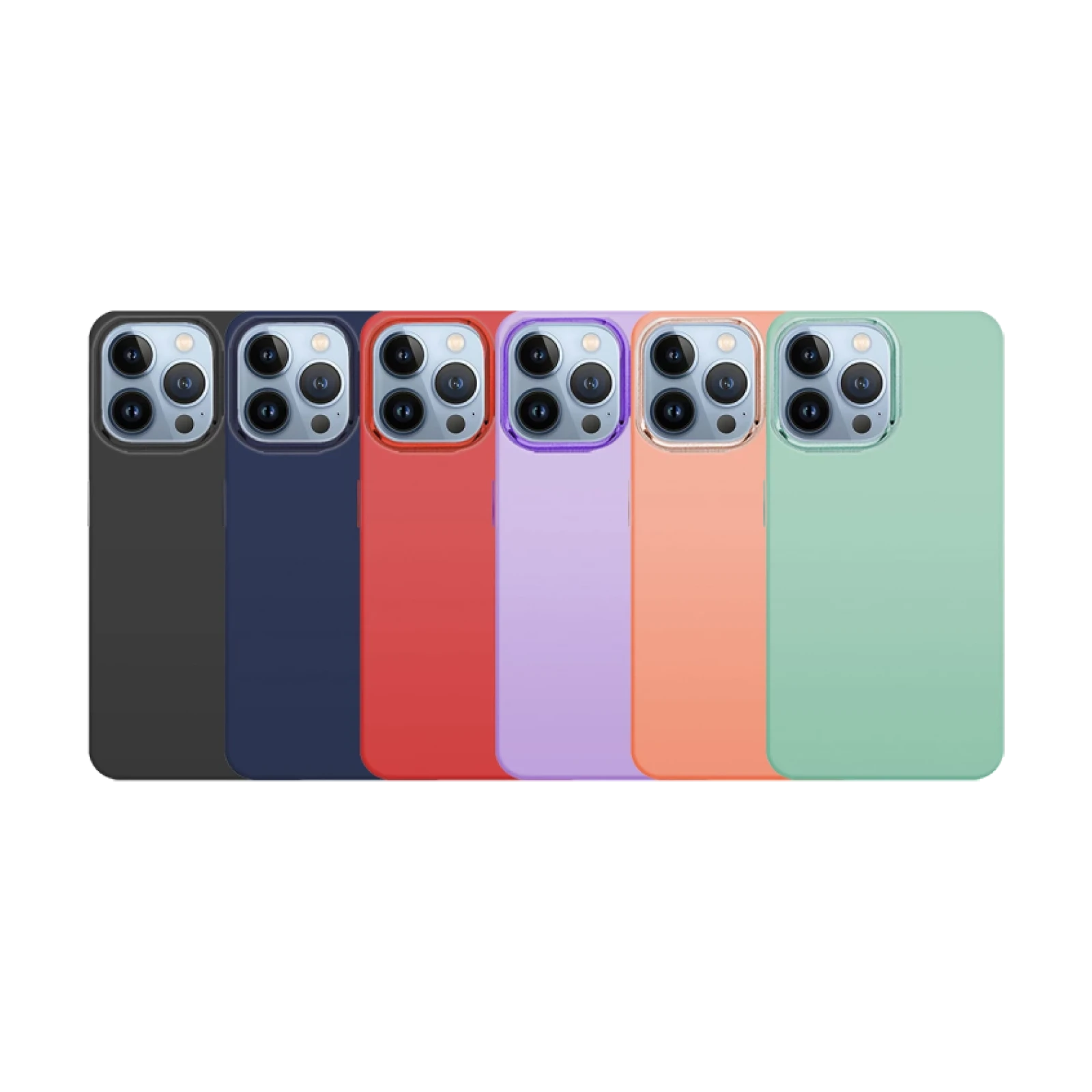 Funda Premium de Silicona para iPhone 13 Pro Max Borde Camara Aluminio