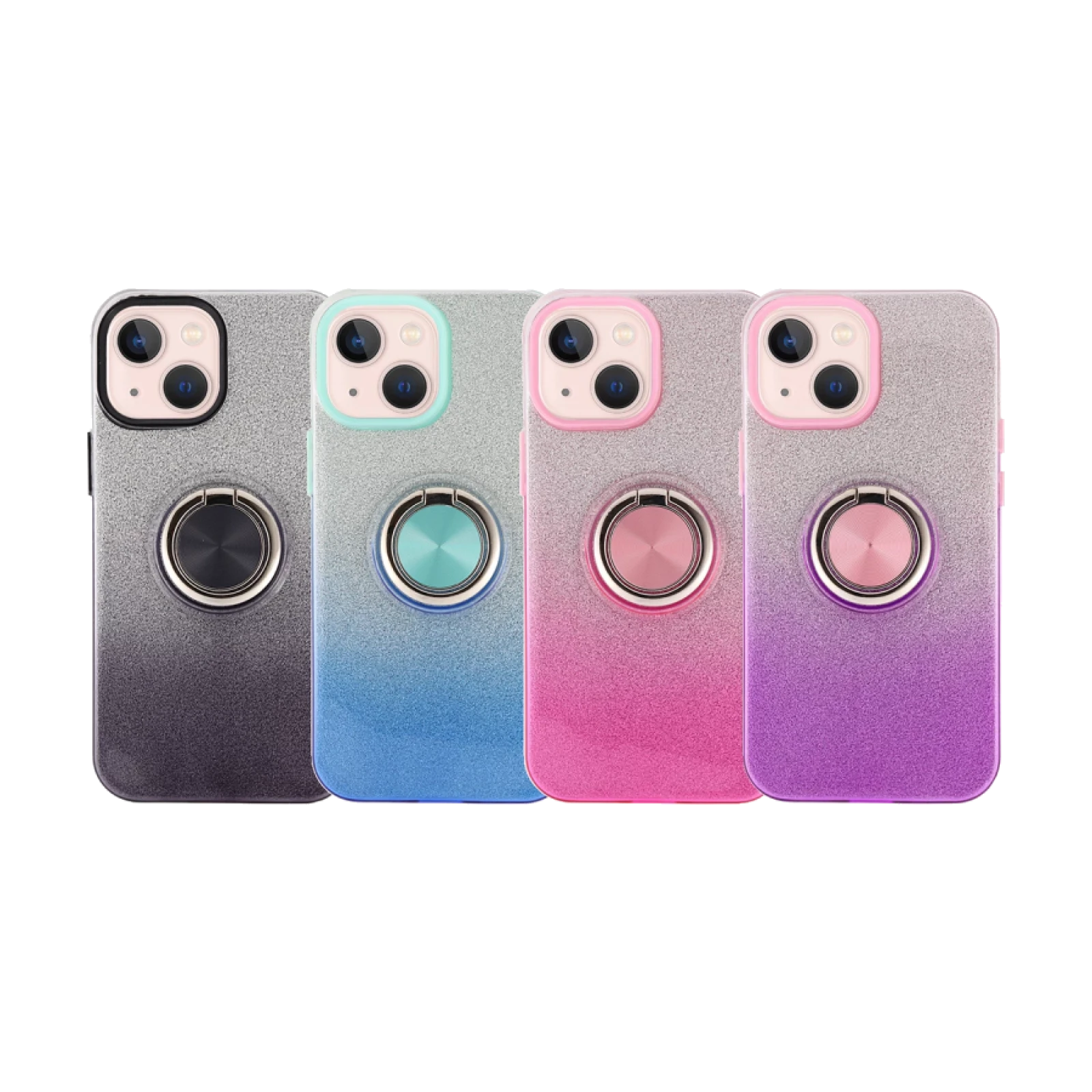 Funda Silicona Brillante iPhone 14 Plus con Imán y Soporte de Anilla 360
