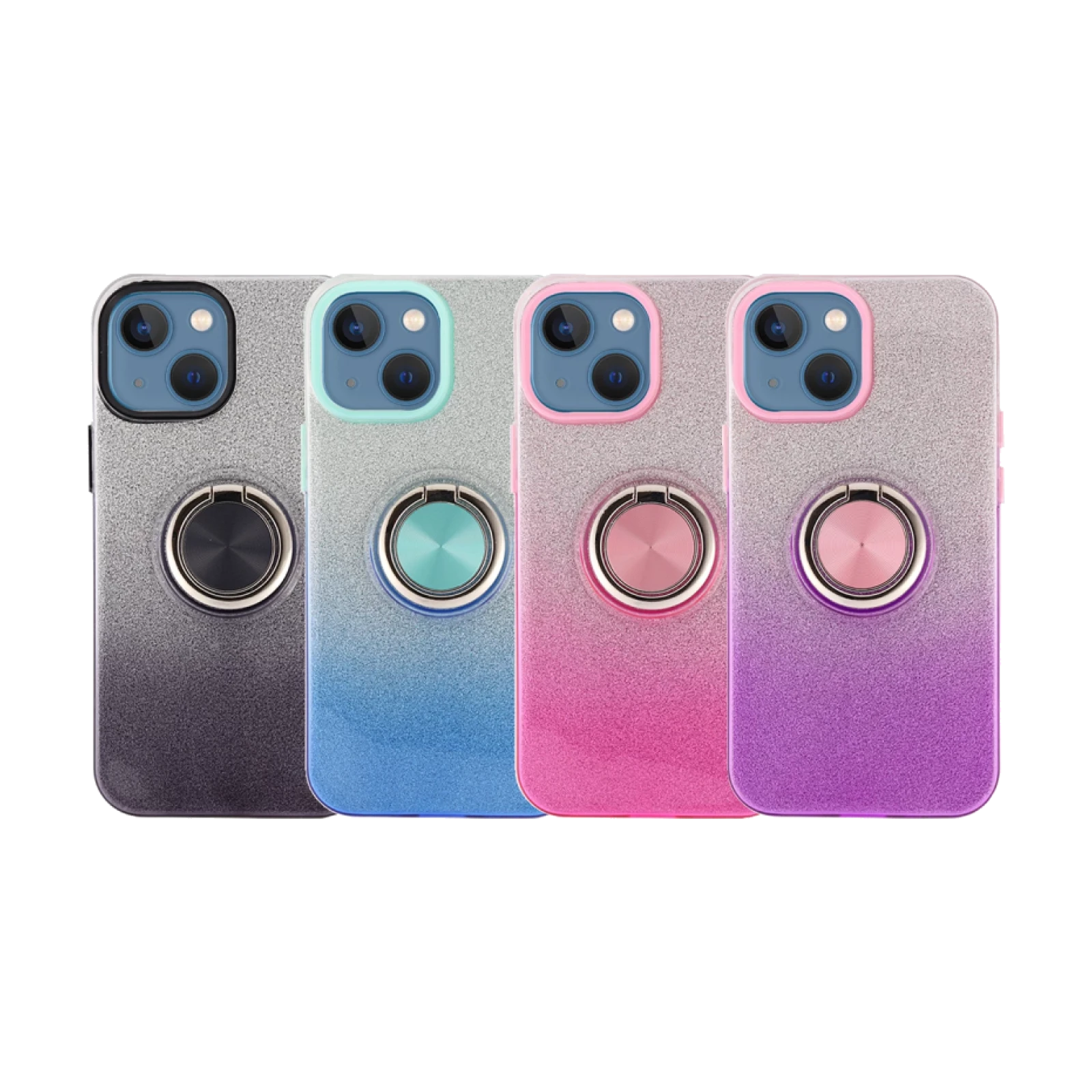Funda Silicona Brillante iPhone 14 6.1" con Imán y Soporte de Anilla 360