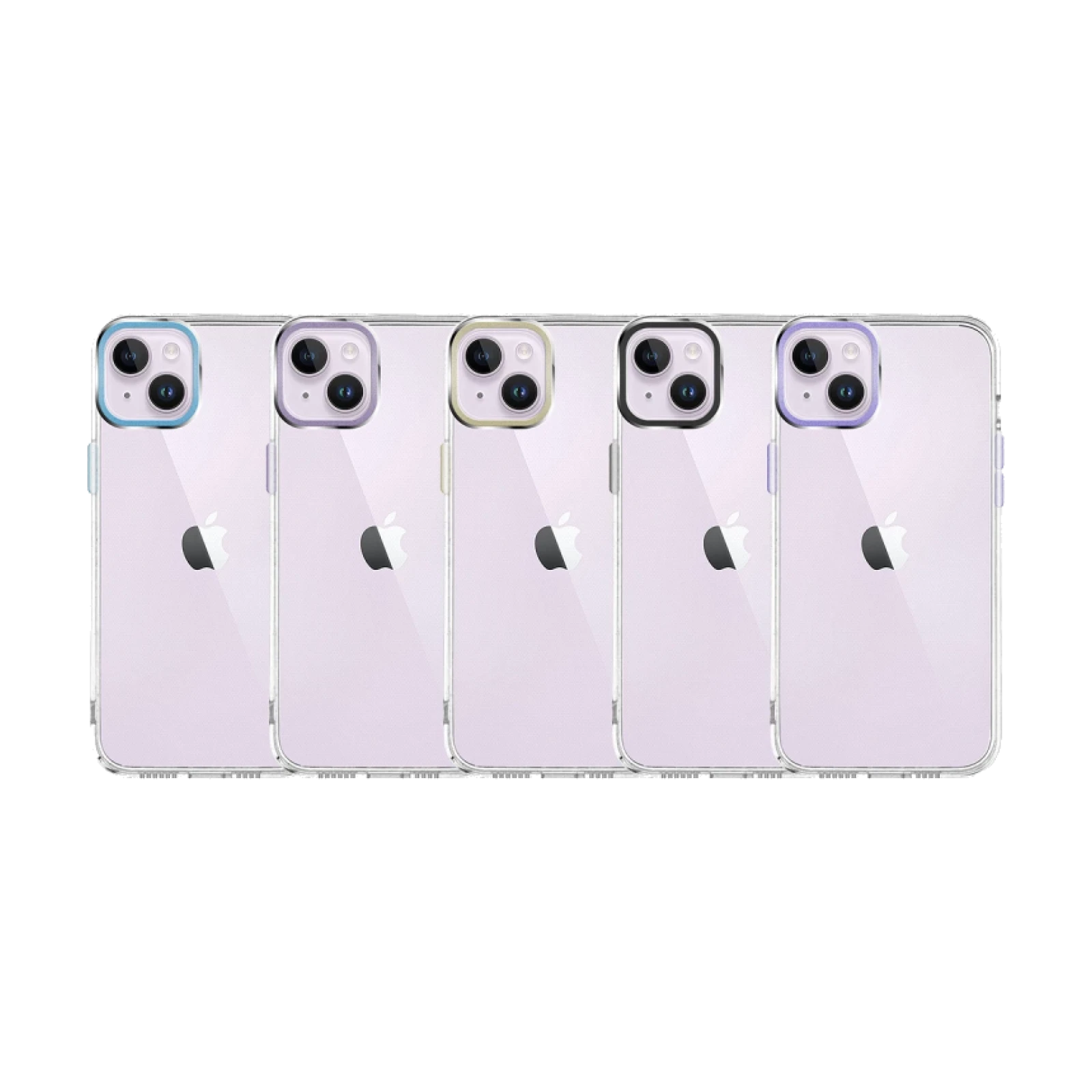 Funda Premium Antigolpe Transparente V2 para iPhone 14 Plus Borde Camara Aluminio 6 Color