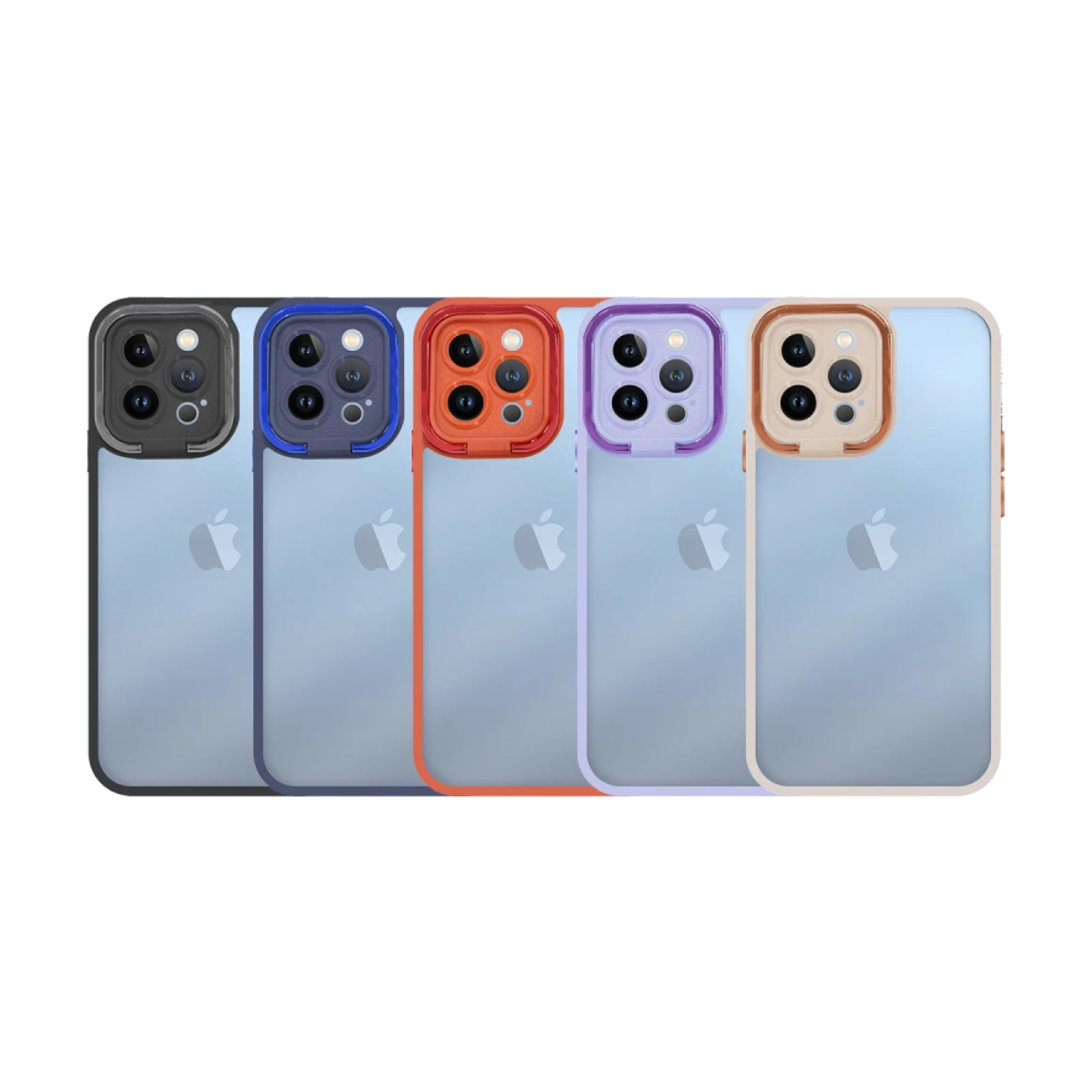 Funda Premium Antigolpe Con Soporte Plegable Transparente para iPhone 13 Pro Borde Camara Aluminio 6 Color
