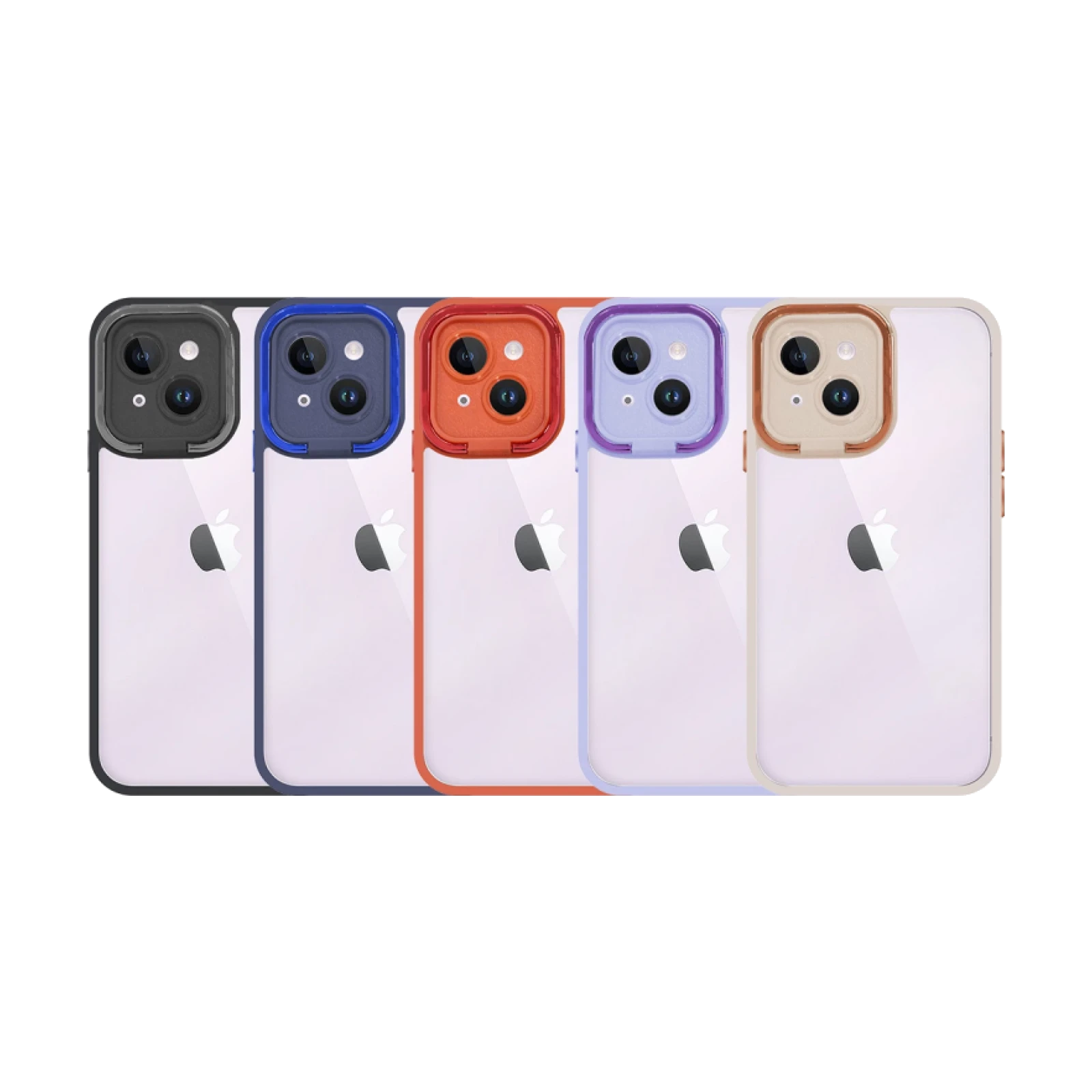 Funda Premium Antigolpe Con Soporte Plegable Transparente para iPhone 14 Plus Borde Camara Aluminio 6 Color