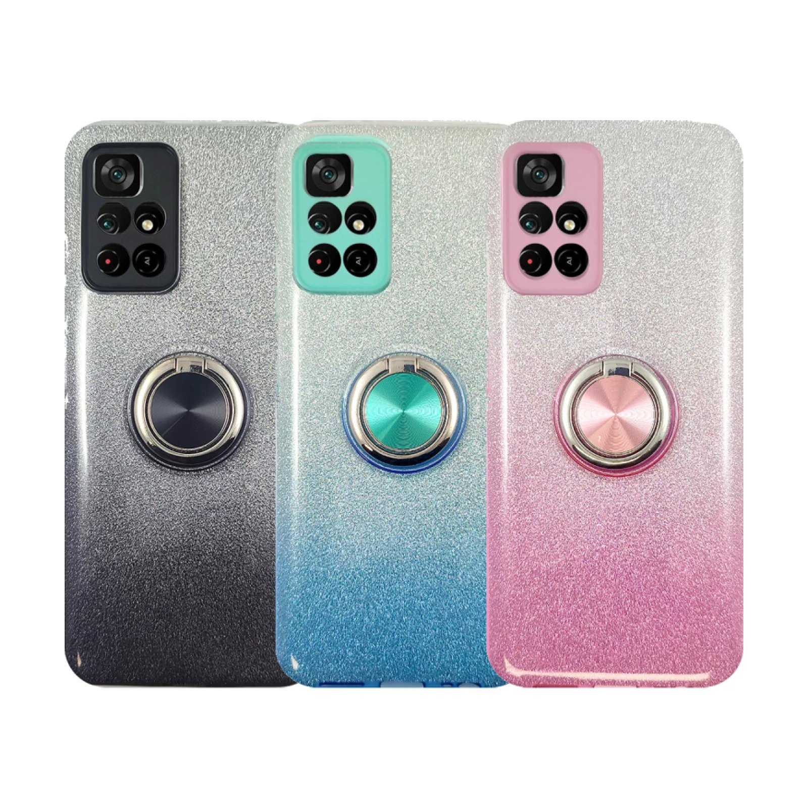 Funda Silicona Brillante Xiaomi Redmi Note 11 con Imán y Soporte de Anilla 360
