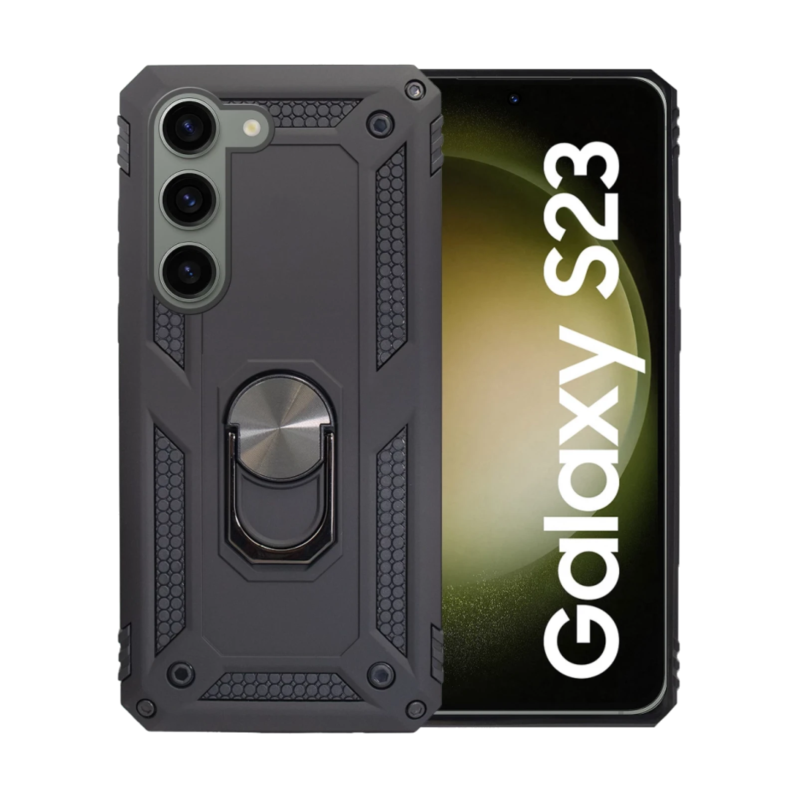 Funda Aluminio Antigolpe Samsung Galaxy S23 con Iman y Soporte de Anilla 360