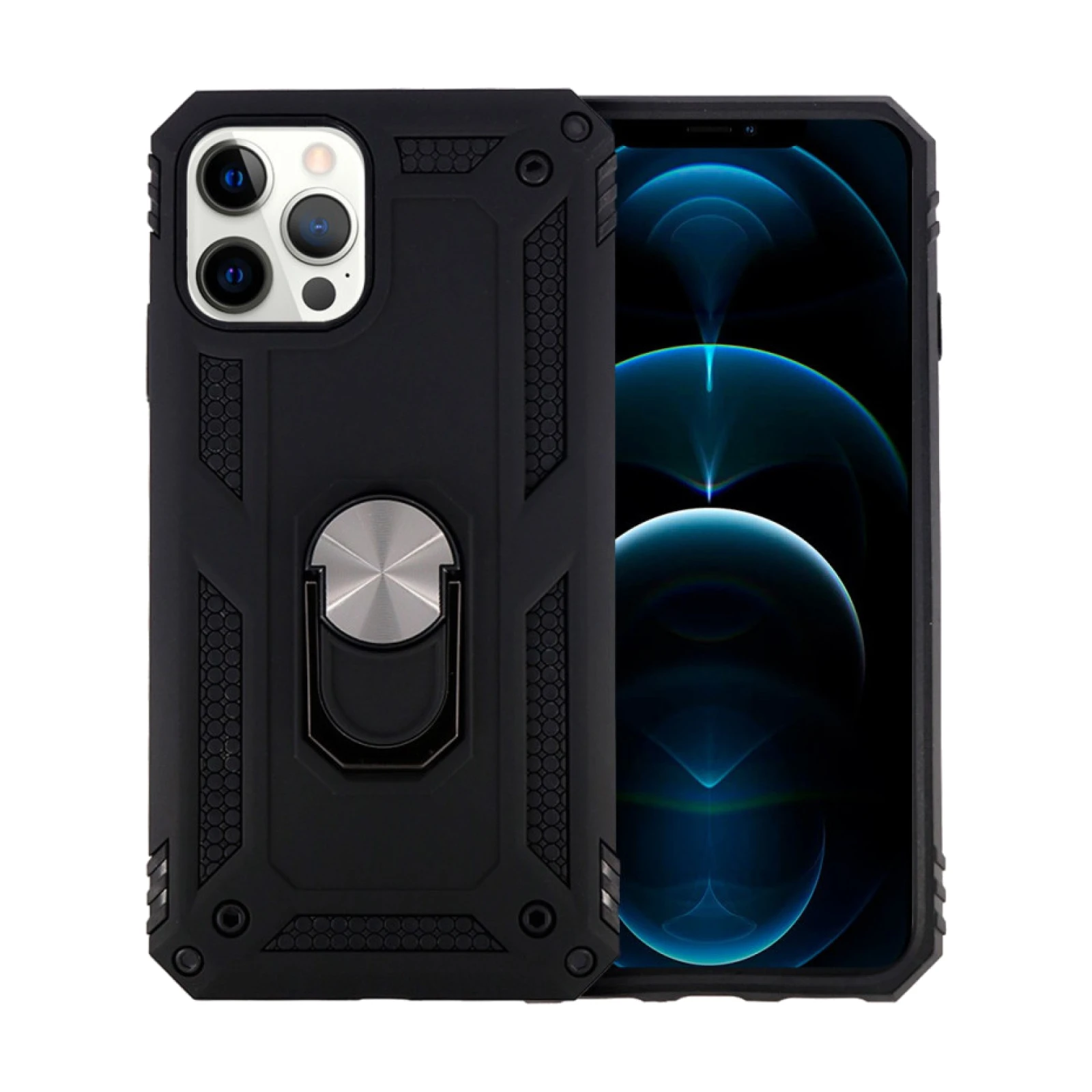 Funda Aluminio Antigolpe IPhone 12 Pro Max con Iman y Soporte de Anilla 360