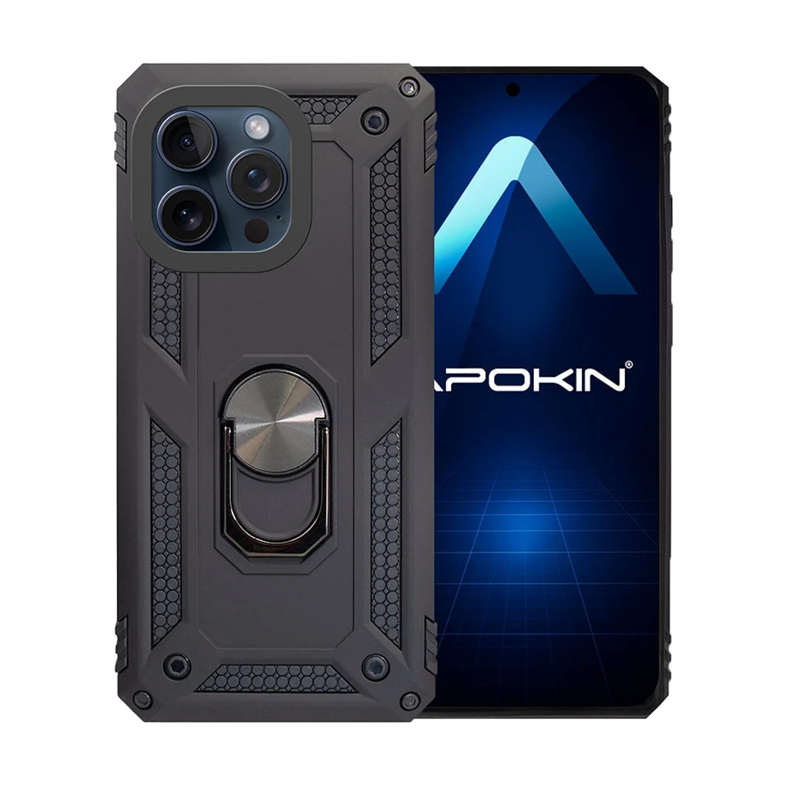 Funda Aluminio Antigolpe IPhone 15 Pro Max con Iman y Soporte de Anilla 360