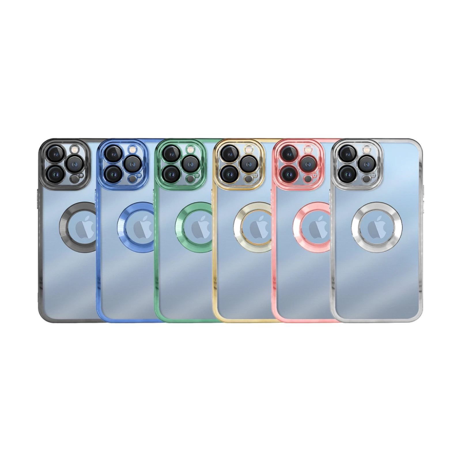 Funda iPhone 15 Plus Silicona Tranparente Cromado Cubre Camara 3D