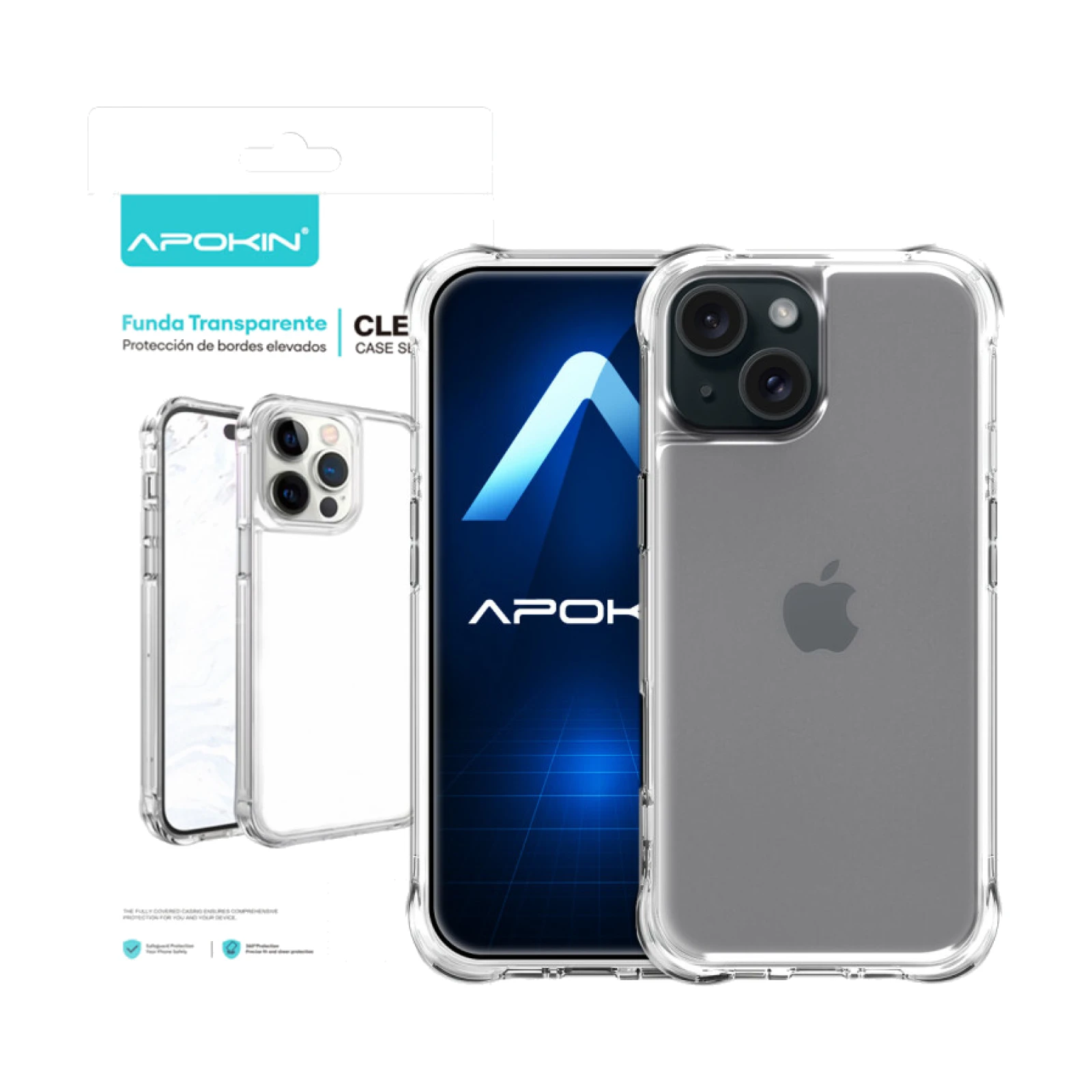 Funda Silicona iPhone 15 Plus Transparente 3.3MM Extra Grosor
