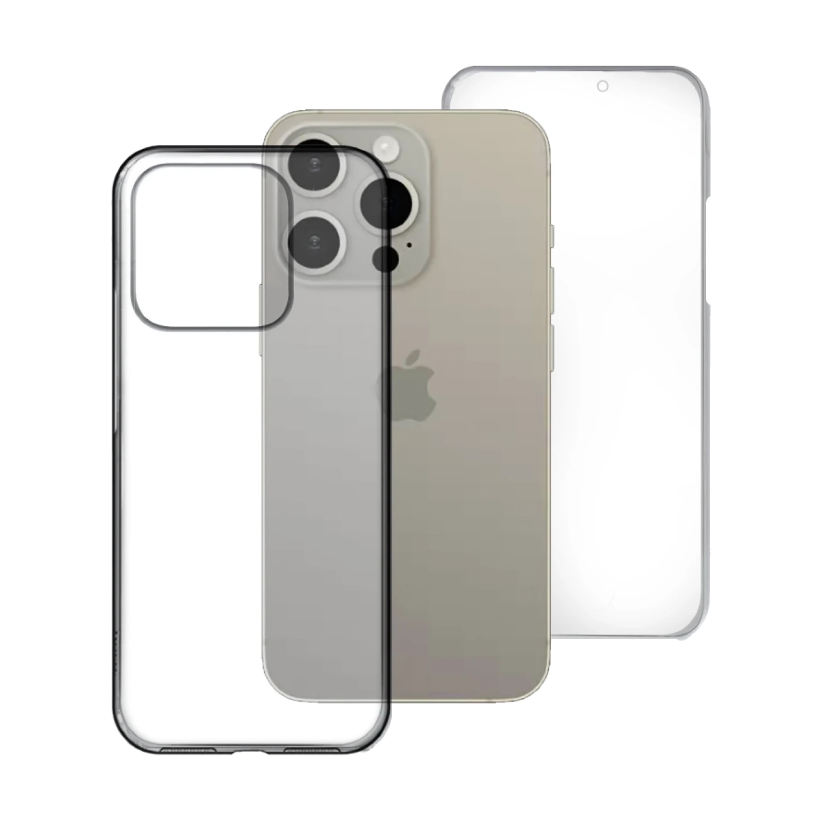 Funda Doble iPhone 15 Pro Max Silicona Transparente Delantera y Trasera