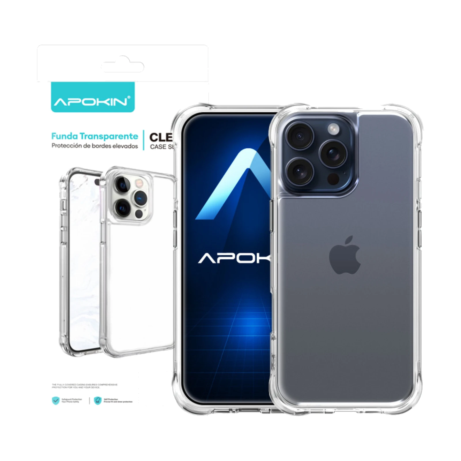 Funda Silicona iPhone 15 Pro Transparente 3.3MM Extra Grosor
