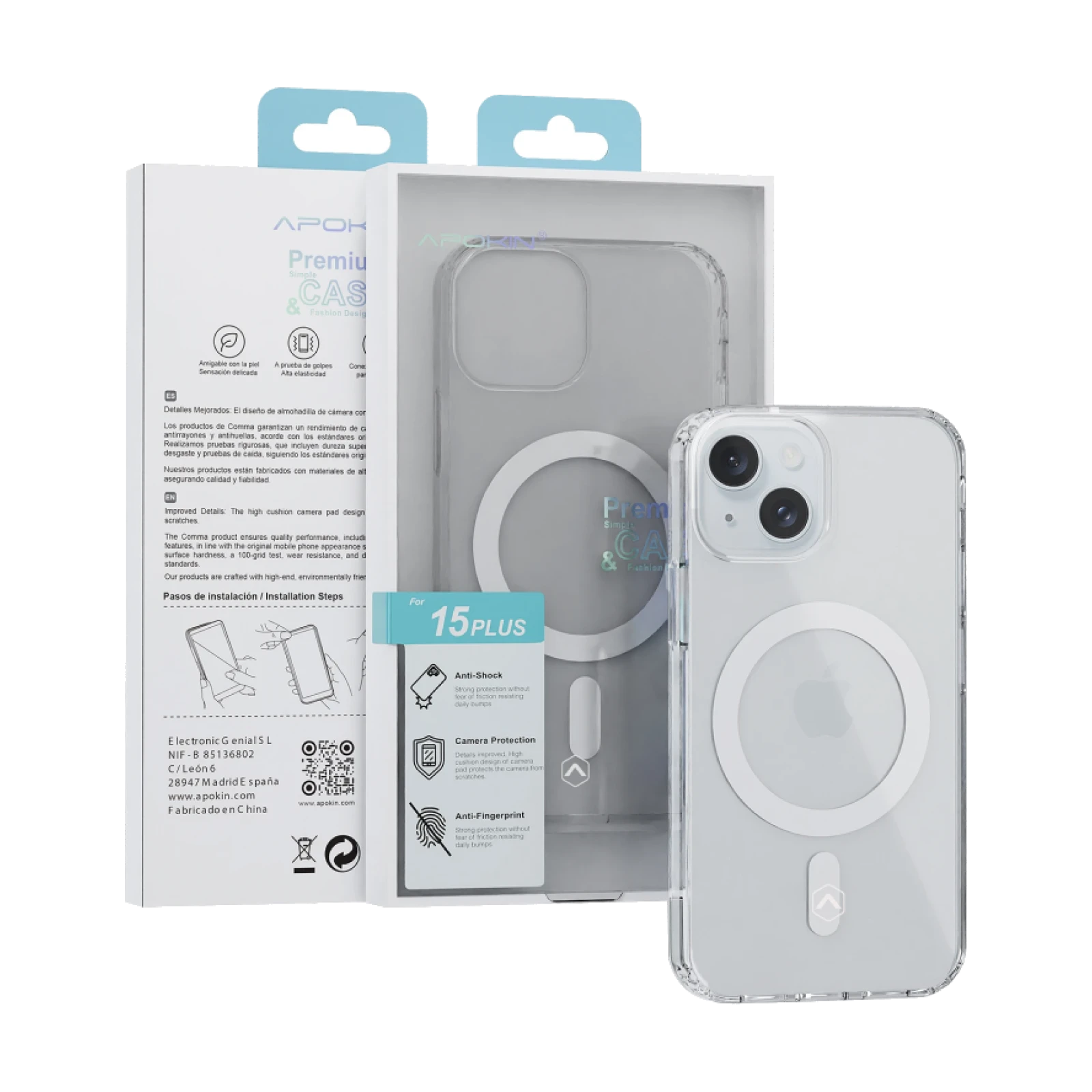 Funda Exclusiva Apokin iPhone 15 Plus Magsafe Blanca