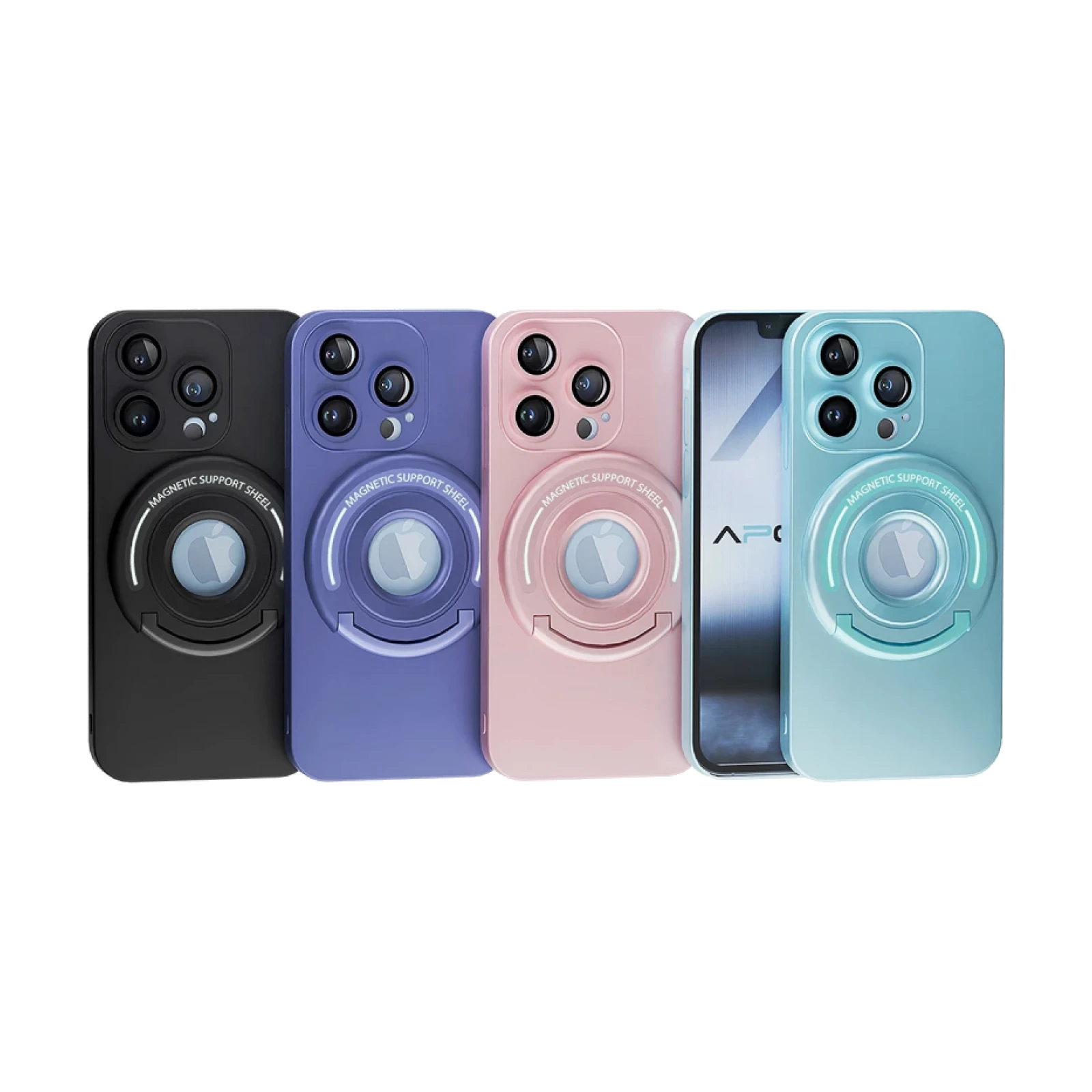 Funda Silicona Metalizada Con Soporte para iPhone 13 Pro Max