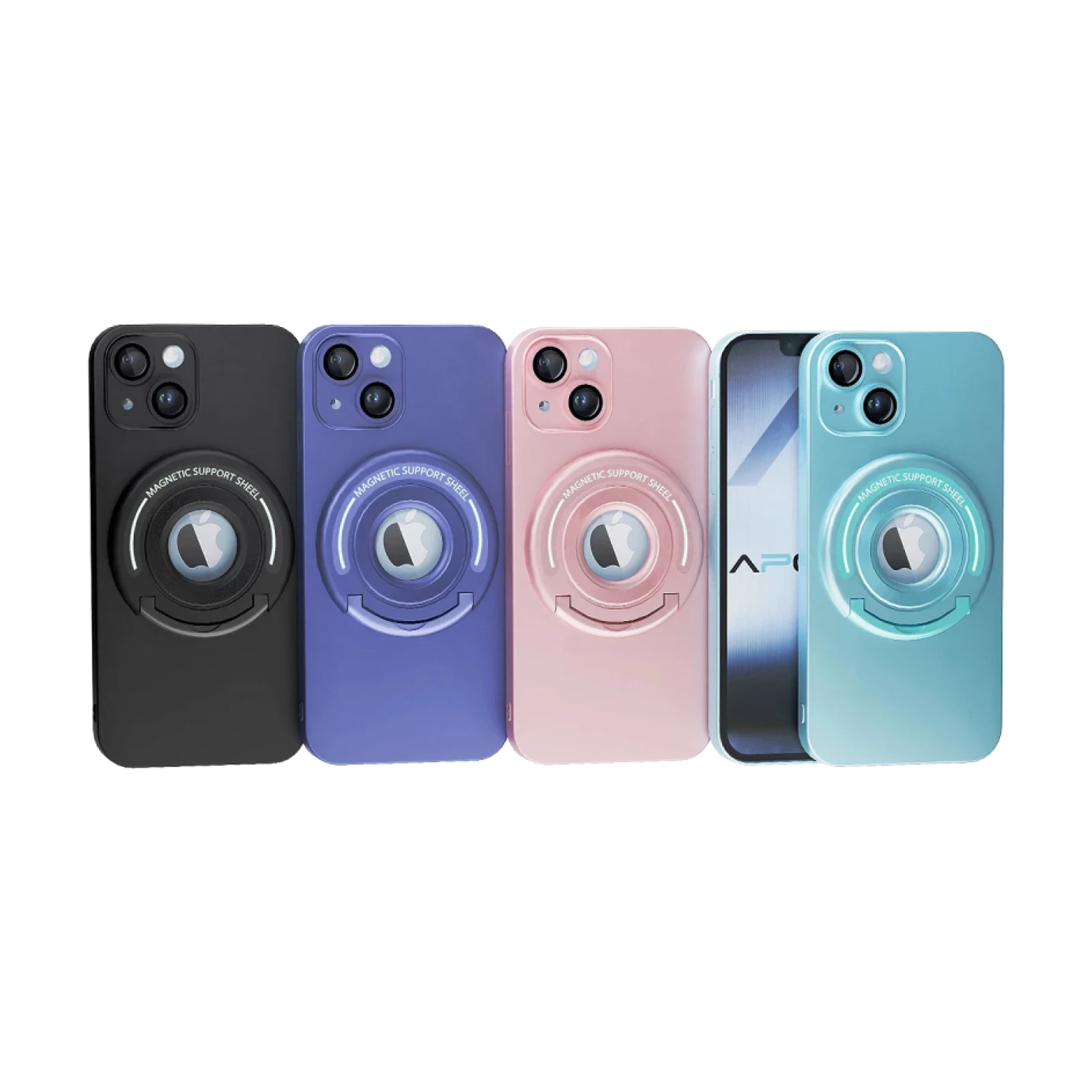 Funda Silicona Metalizada Con Soporte para iPhone 14