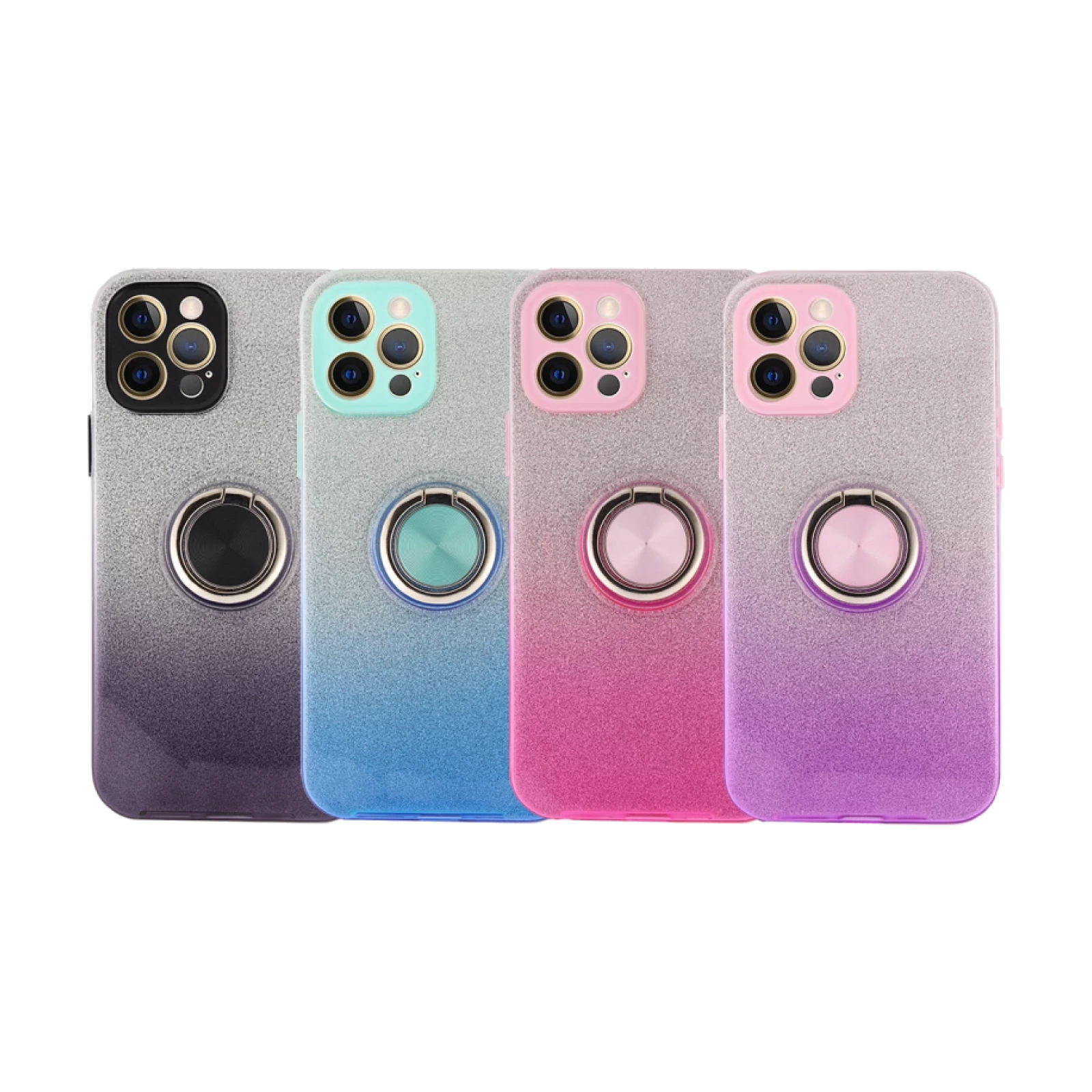 Funda Silicona Brillante iPhone 12 Pro Max con Imán y Soporte de Anilla 360