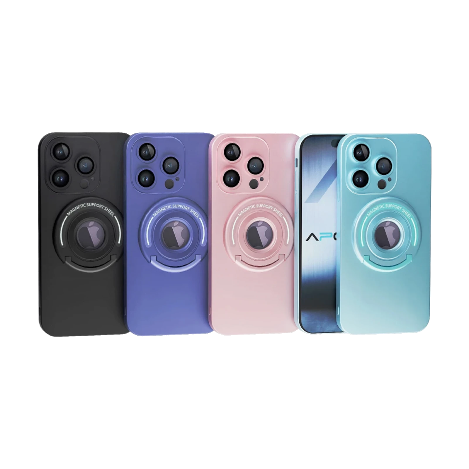 Funda Silicona Metalizada Con Soporte para iPhone 14 Pro Max