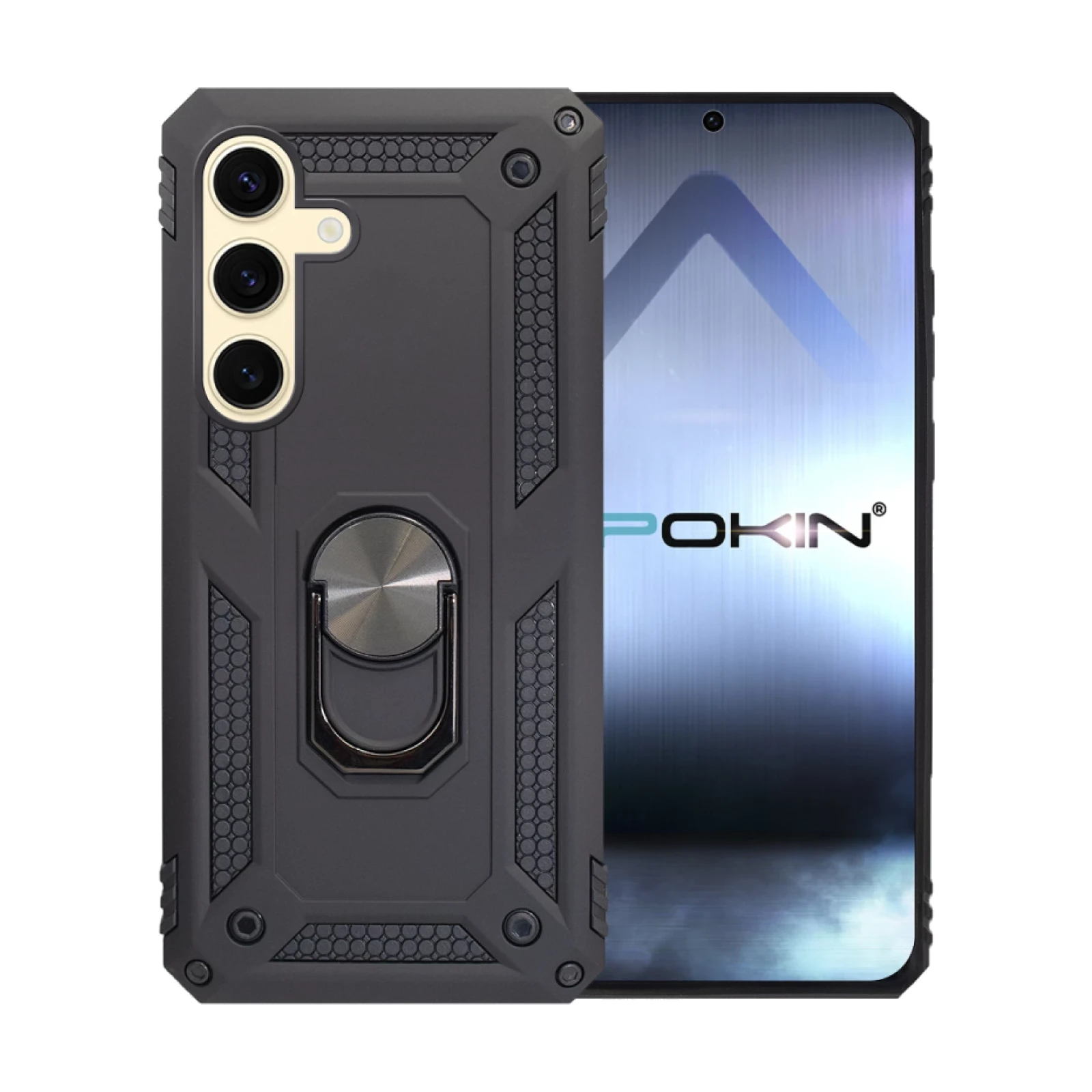 Funda Aluminio Antigolpe Samsung Galaxy S24 Plus con Iman y Soporte de Anilla 360