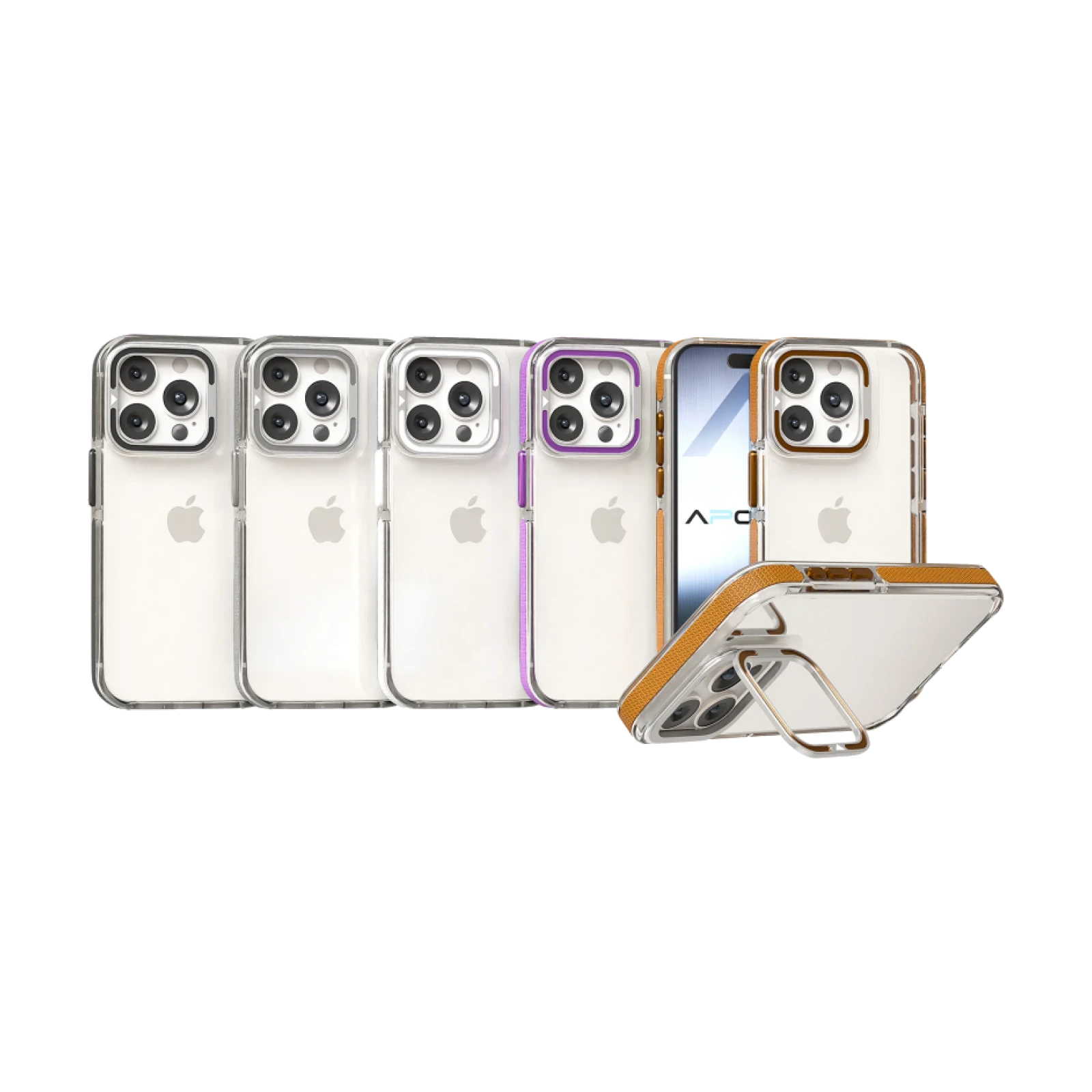 Funda Acrilica Borde Silicona son Soporte Cubrecamara iPhone 12 Pro en