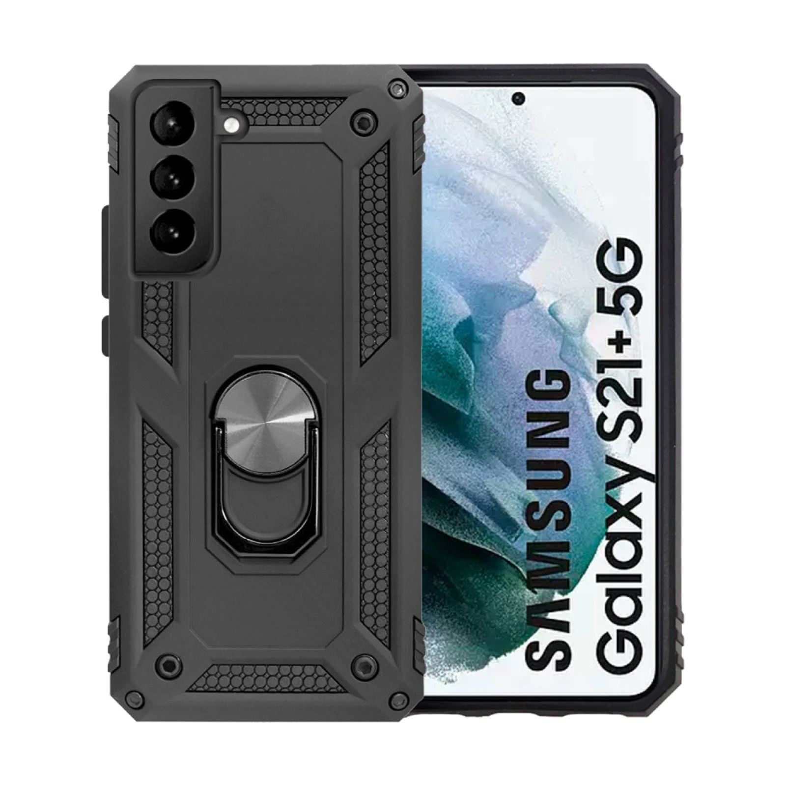 Funda Aluminio Antigolpe Samsung Galaxy S21 Plus con Iman y Soporte de Anilla 360