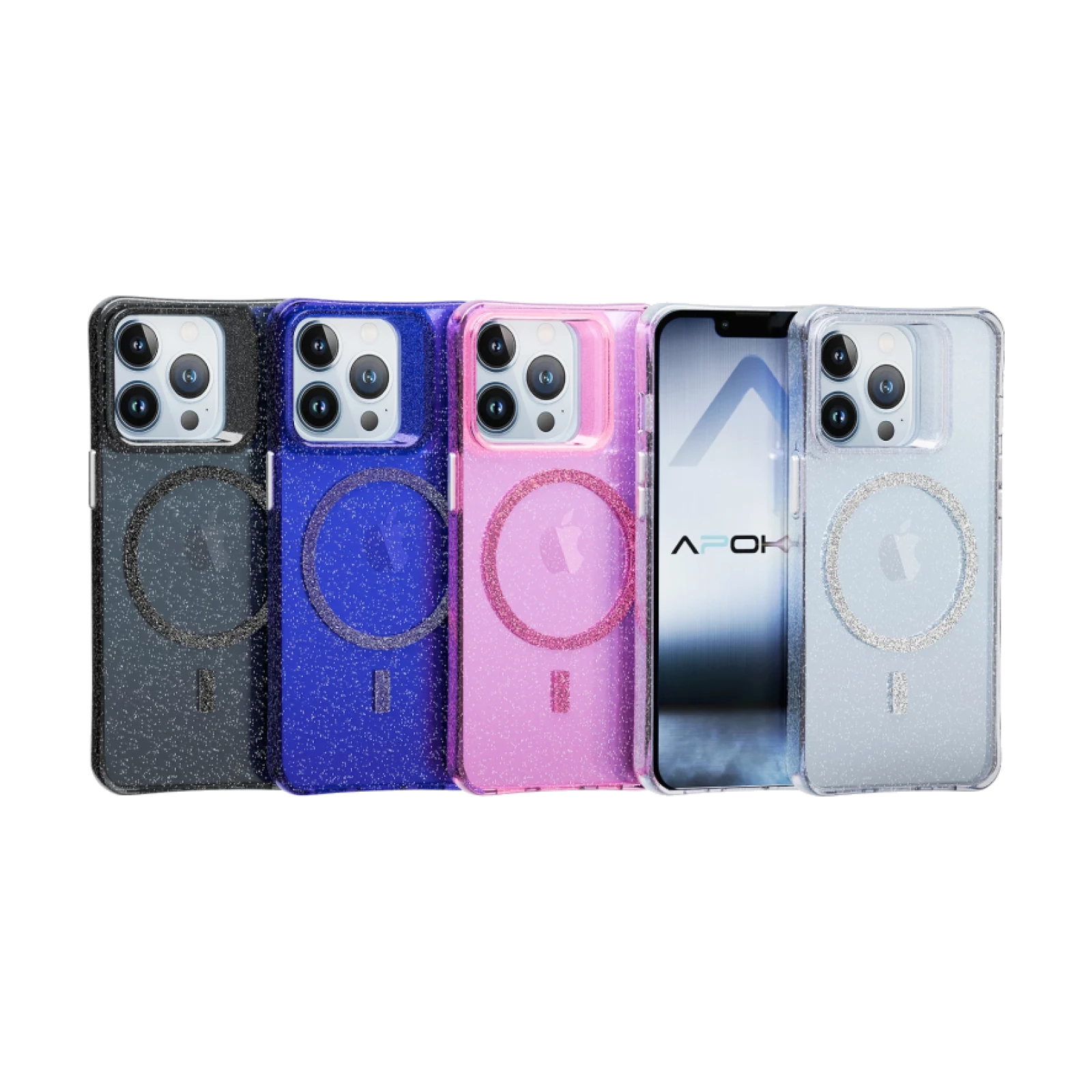 Funda Silicona Transparente Purpurina Magsafe iPhone 13 Pro en