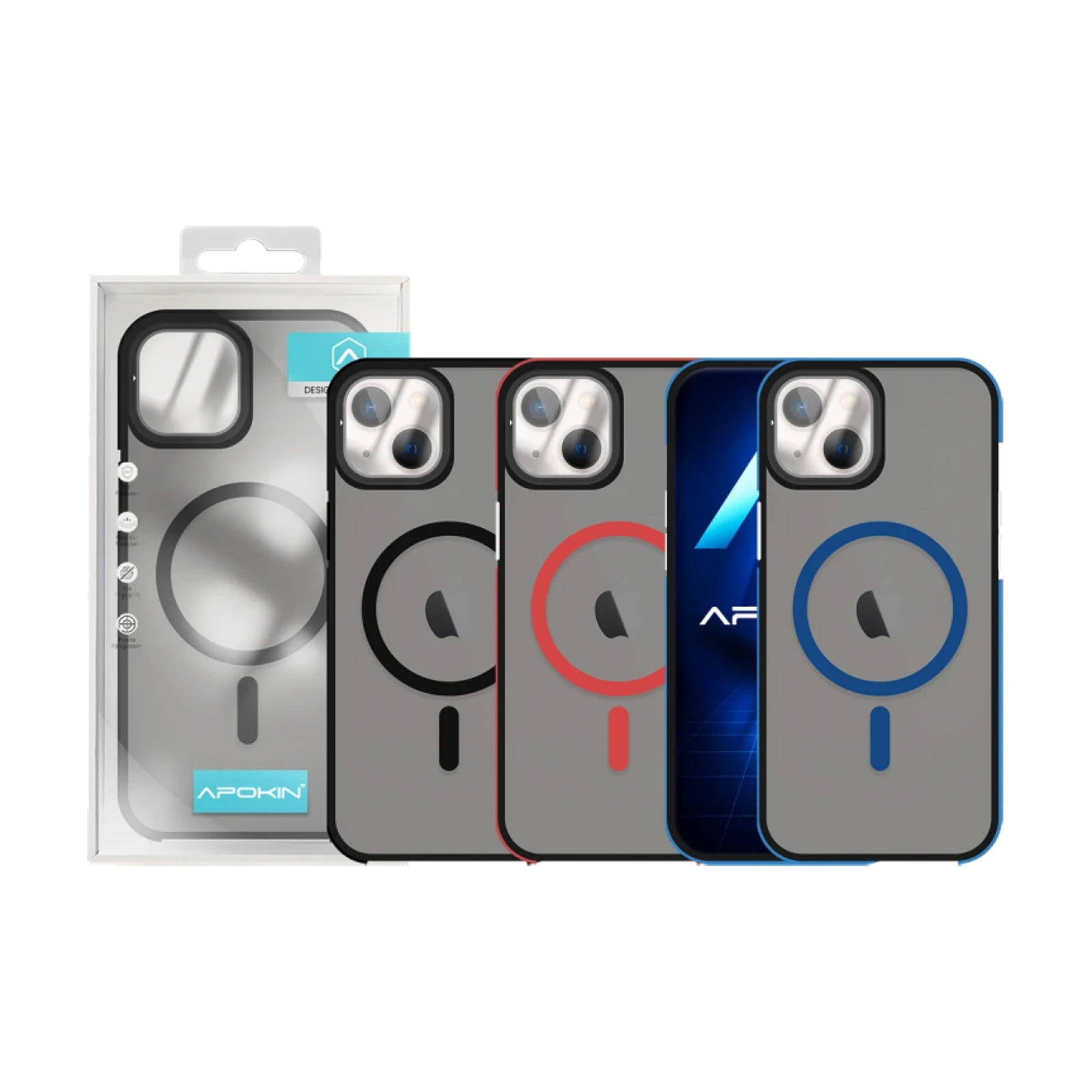 Funda Magsafe Smoked Con Cubre Camara iPhone 15 3-Color