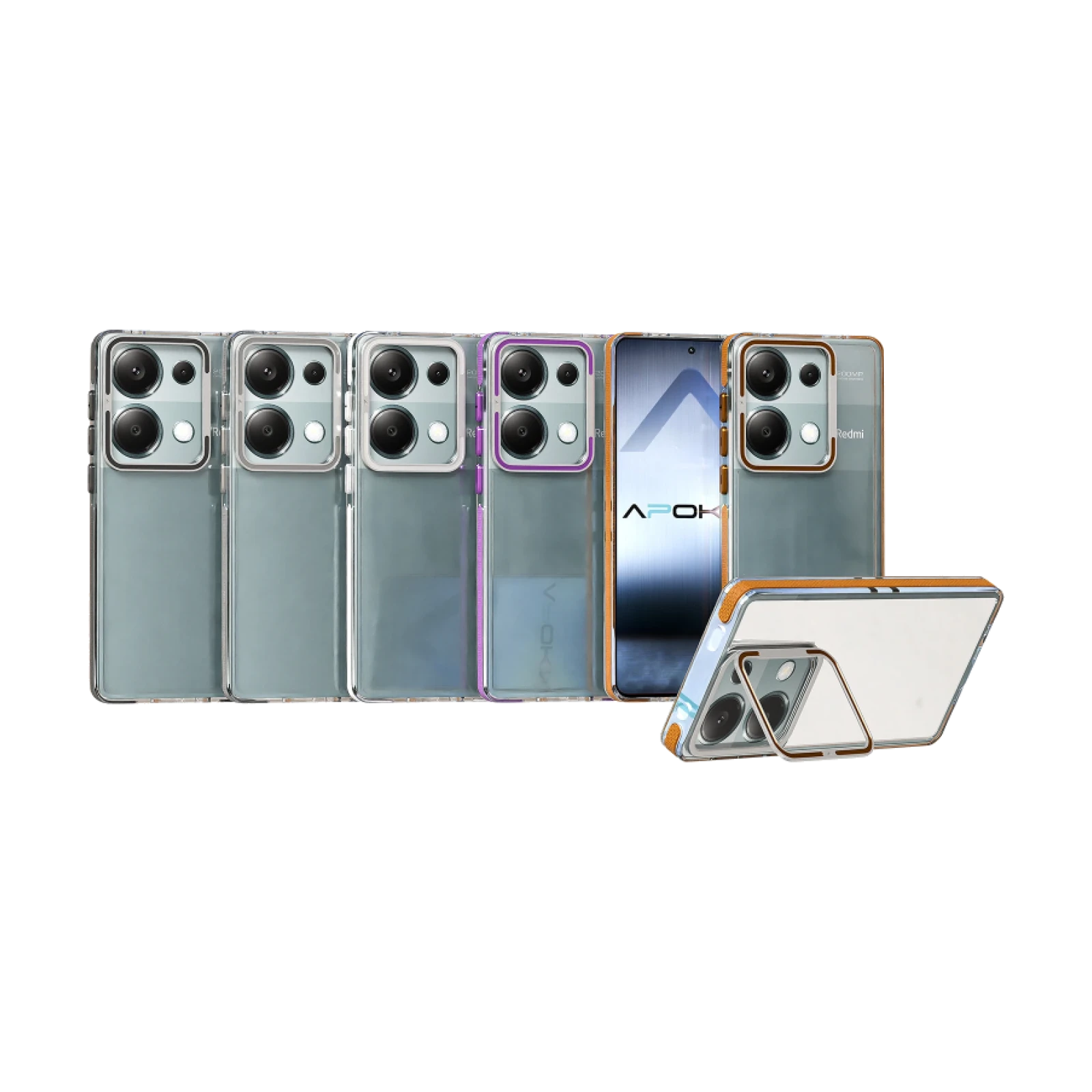 Funda Acrilica Borde Silicona son Soporte Cubrecamara Xiaomi Redmi Note 13 Pro 5G en