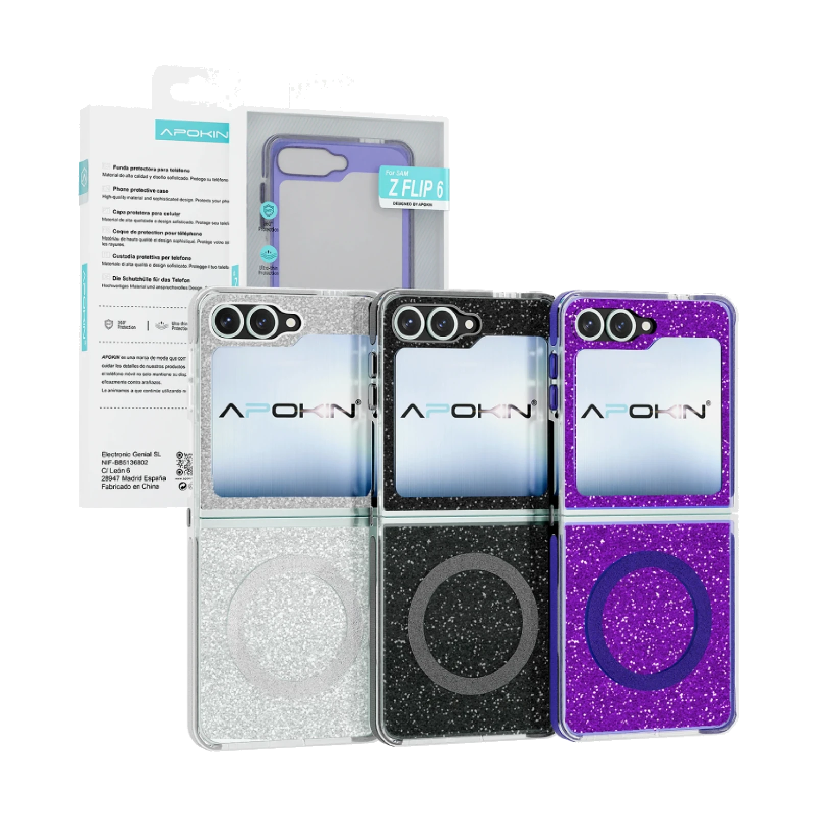 Funda Purpurina con Magsafe Apokin Samsung Z Flip 6